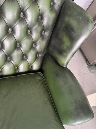 Sofá Chesterfield 3 plazas piel verde
