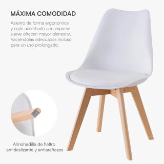 Set di 4 Sedie Nordiche Bianche