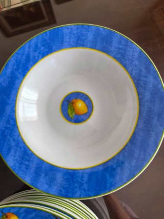 Vajilla Limones Porcelana Azul y Amarilla
