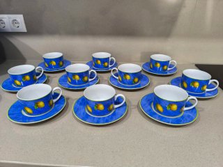 Vajilla Limones Porcelana Azul y Amarilla