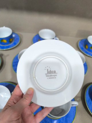Vajilla Limones Porcelana Azul y Amarilla