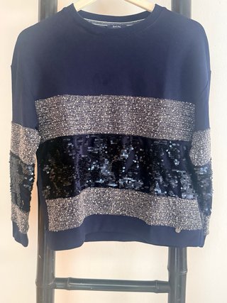 Jersey sudadera azul y plateado