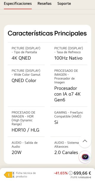 TV LG QNED 55'' 4K