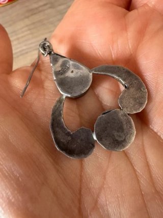 Orecchini etnici argento con pietra rossa