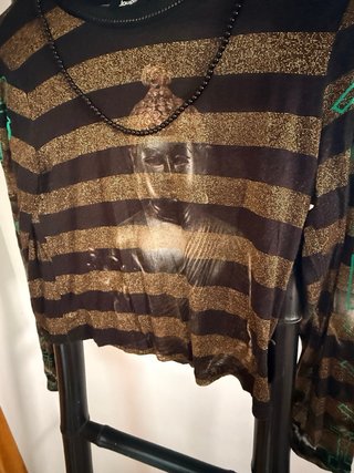 Top Desigual Buda Rayas Doradas
