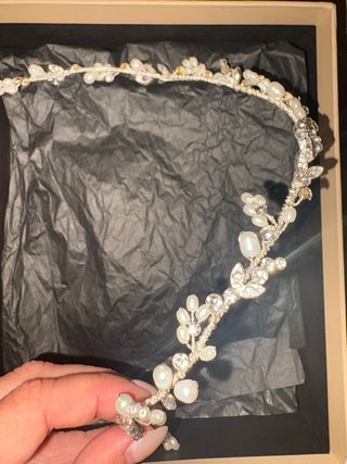 Tocado Novia Plata y Perlas