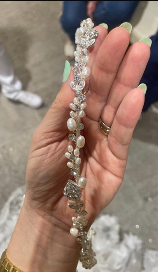 Tocado Novia Plata y Perlas