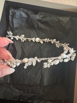 Tocado Novia Plata y Perlas
