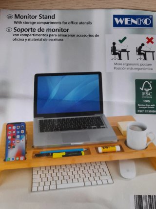 Soporte de monitor de bambú