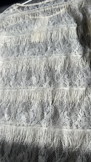 Blusa Zara encaje y flecos blanca