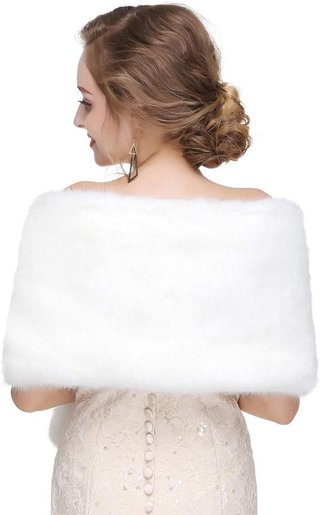 Chal Pelo Sintético Novia Fiesta Blanco