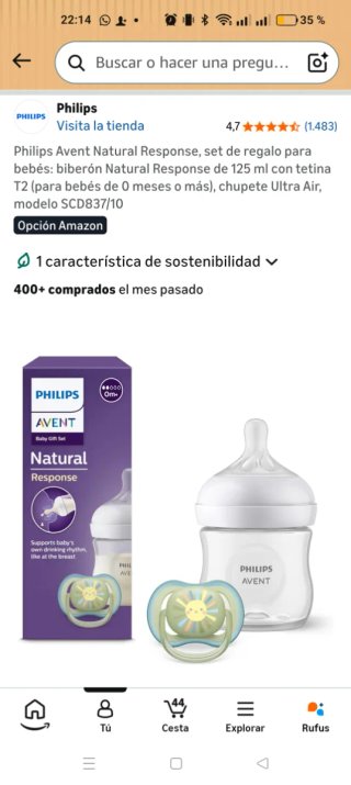 Pack Biberón Philips Avent Natural Response Chupet
