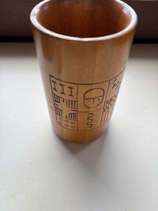 Cubilete portalápices madera dibujos mano