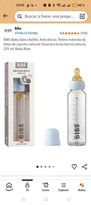 Biberón cristal Bibs anticolicos 225ml