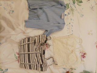 Conjunto 3 Prendas Bershka S Azul y Beige