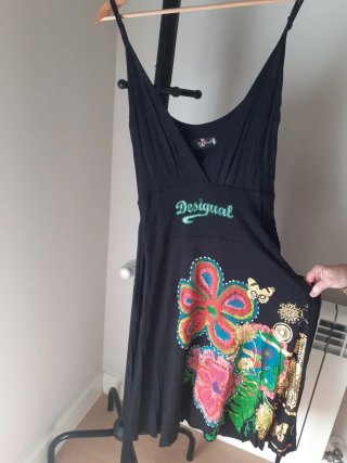Vestido Desigual Negro Multicolor