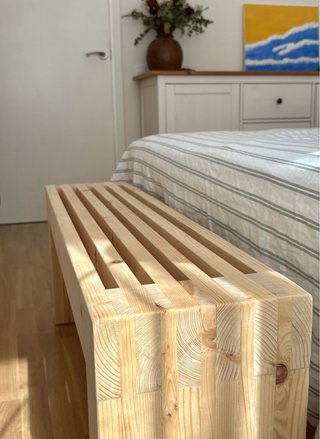 Banco artesano de madera maciza pie de cama