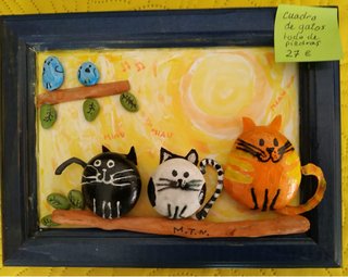 Cuadro de gatos de piedras