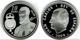 Moneda 10 Euro Felipe II Juan Carlos I 2009 Proof