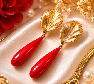 Pendientes flamenca dorados y rojos