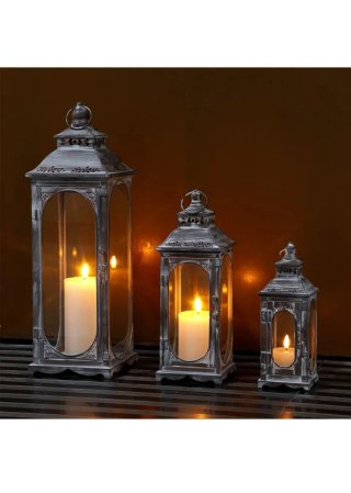 Set 3 Faroles Vintage TRIROCKS Gris 26/35/50cm