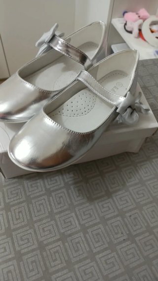 Ballerine bambina argento con fiocco