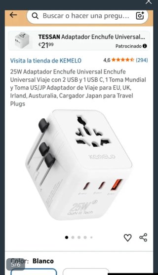 Adaptador de Viaje Universal KEMELU 1005DCR