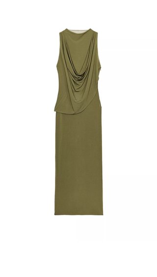 Vestido Zara verde drapeado novo