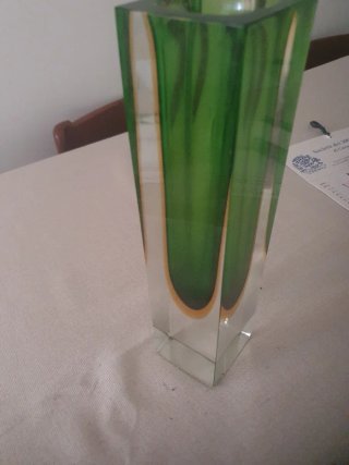 Vaso Murano Vintage Vetro sommerso Verde
