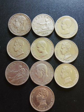 10 Monedas Españolas de Plata