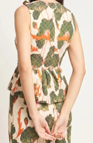 Vestido Panambi floral verde y naranja