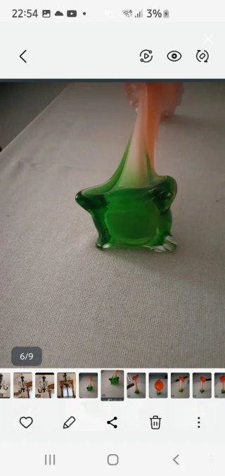 Vaso Murano Calla Vintage Vetro Arancio Verde