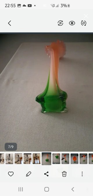 Vaso Murano Calla Vintage Vetro Arancio Verde