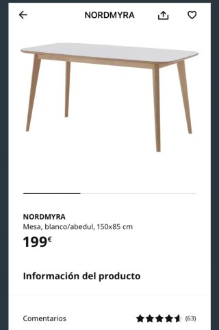 Mesa Comedor Ikea Nordmyra Blanca