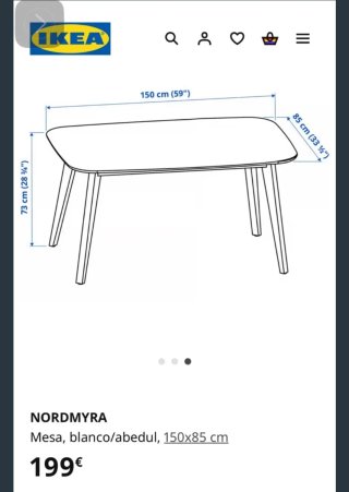 Mesa Comedor Ikea Nordmyra Blanca
