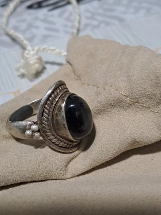 Anello Argento Diopside Nero