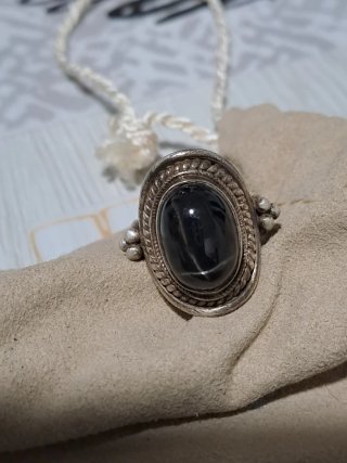 Anello Argento Diopside Nero