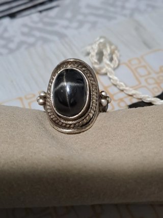 Anello Argento Diopside Nero
