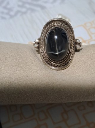 Anello Argento Diopside Nero