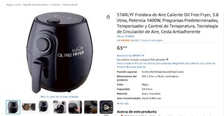 Freidora de Aire Starlyf Oil Free Fryer 1400W