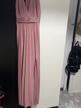 Vestido fiesta ASOS palo rosa plisado