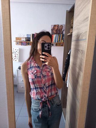 Camisa cuadros rosa y azul
