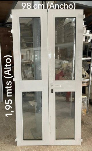 Puerta doble aluminio con cristal 98x195 cm