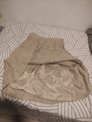 Falda Zara Lino Beige