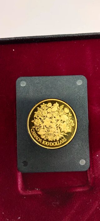 Moneda Oro 100 Dólares Canadá 1977 Jubileo PROOF.
