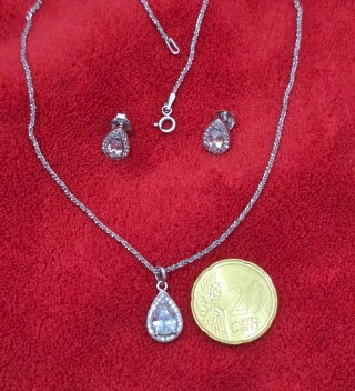 Conjunto Plata 925 Colgante y Pendientes