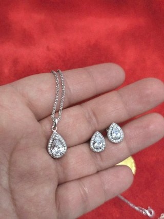 Conjunto Plata 925 Colgante y Pendientes