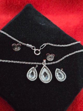 Conjunto Plata 925 Colgante y Pendientes