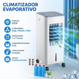 Climatizador Evaporativo 5.5L con Mando 65W