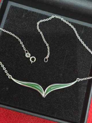 Collar Plata 925 Ley con Detalles Verdes